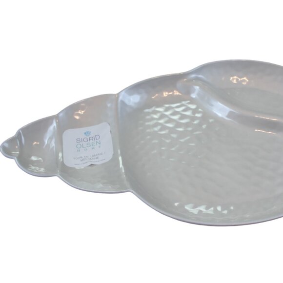 Sigrid Olsen Home Seashell Serving Tray Platter 18" Off White Ocean Beach NWT